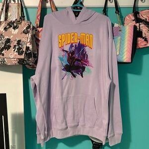 NWOT Old Navy Marvel Gender Neutral Spider-Man Lavender Hoodie Size XXL Tall